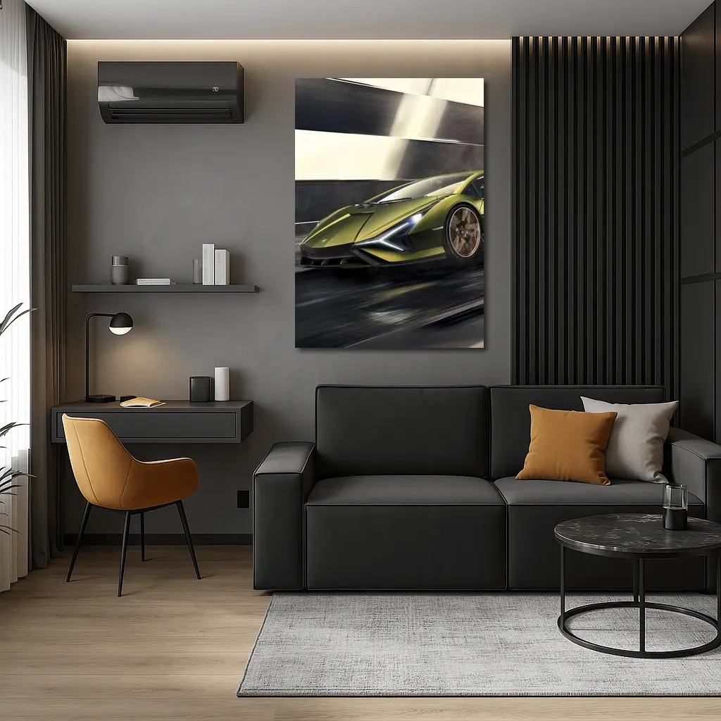 Lamborghini Sian Green Supercar Speed Motion – Wall Art