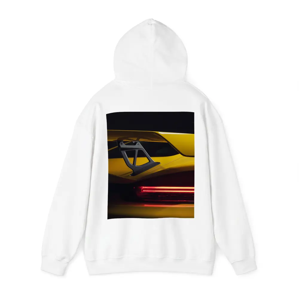 Yellow Lamborghini Rear Wing Dark Background – Hoodies