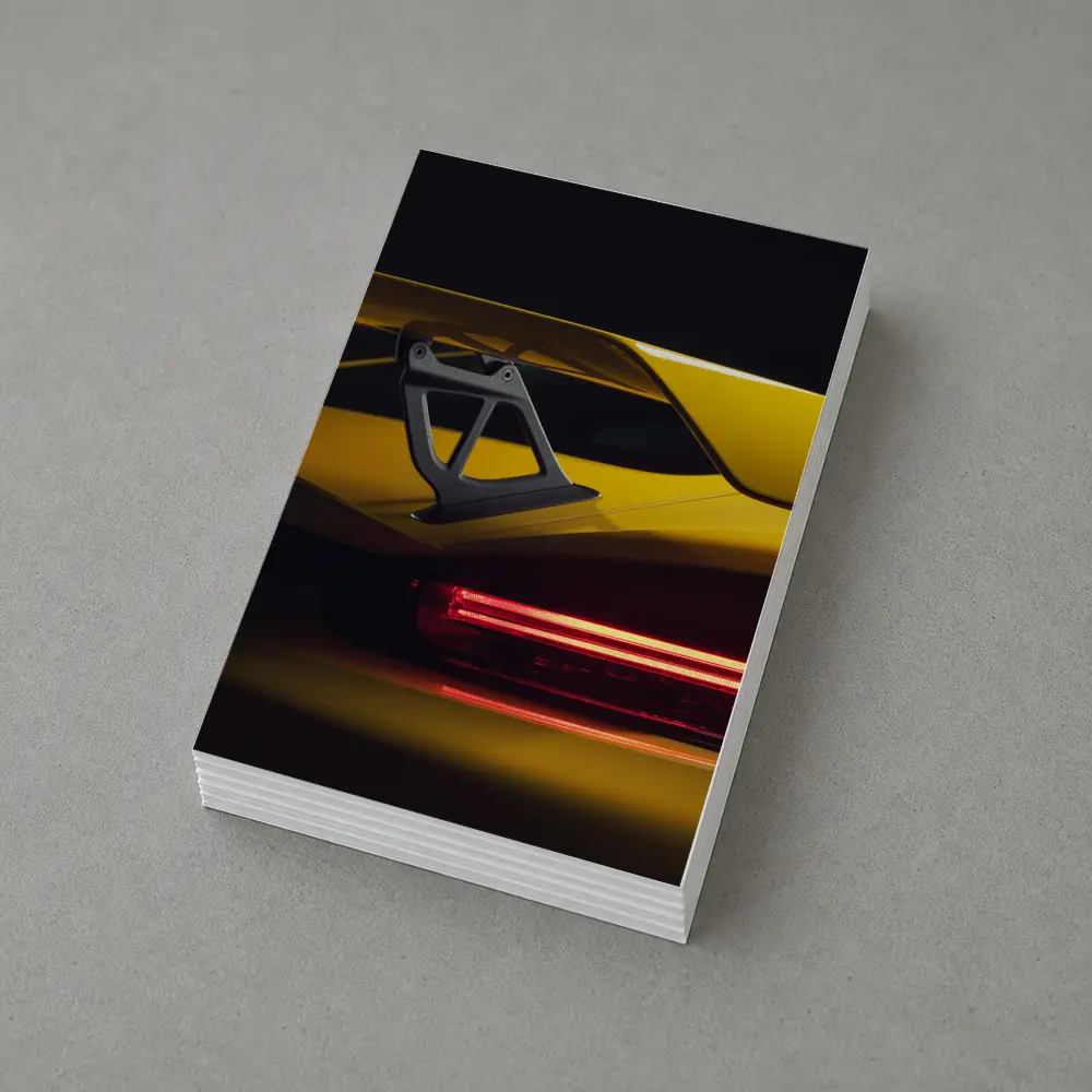 Yellow Lamborghini Rear Wing Dark Background – Postcards