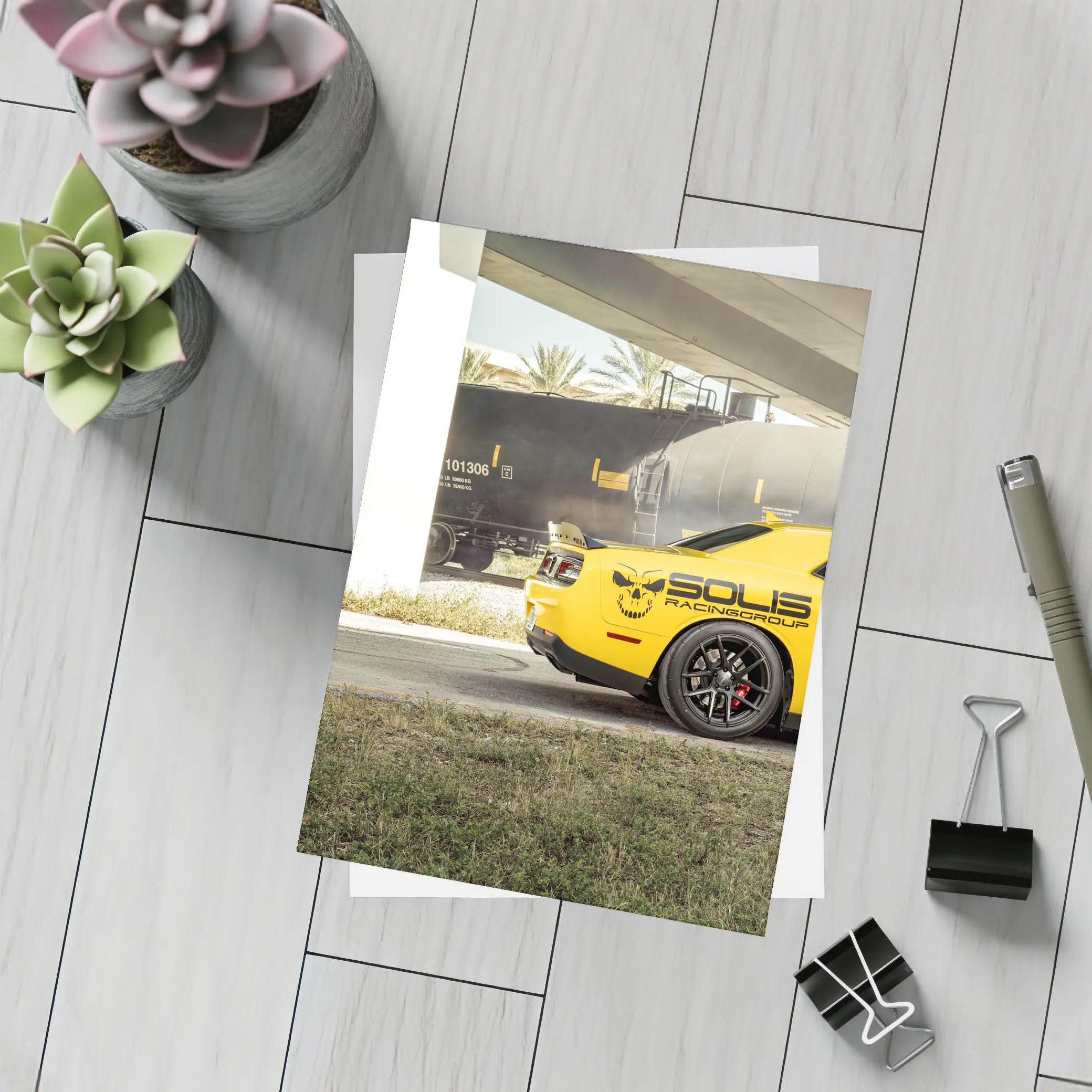 Yellow Ford Mustang Solis Racing Group Street – Postcards