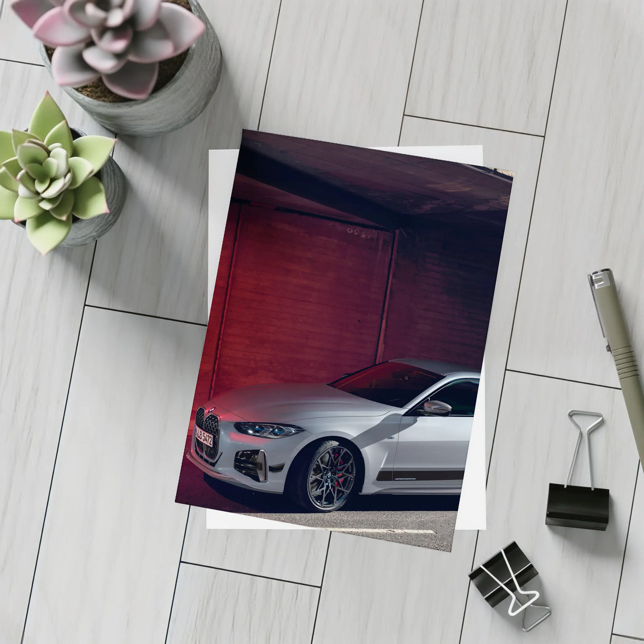 BMW Four Series Coupe Red Underground Parking – Postcards