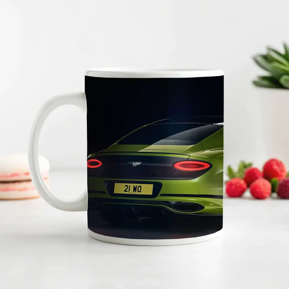 Bentley Continental GT Lime Green Dark Background – Mugs