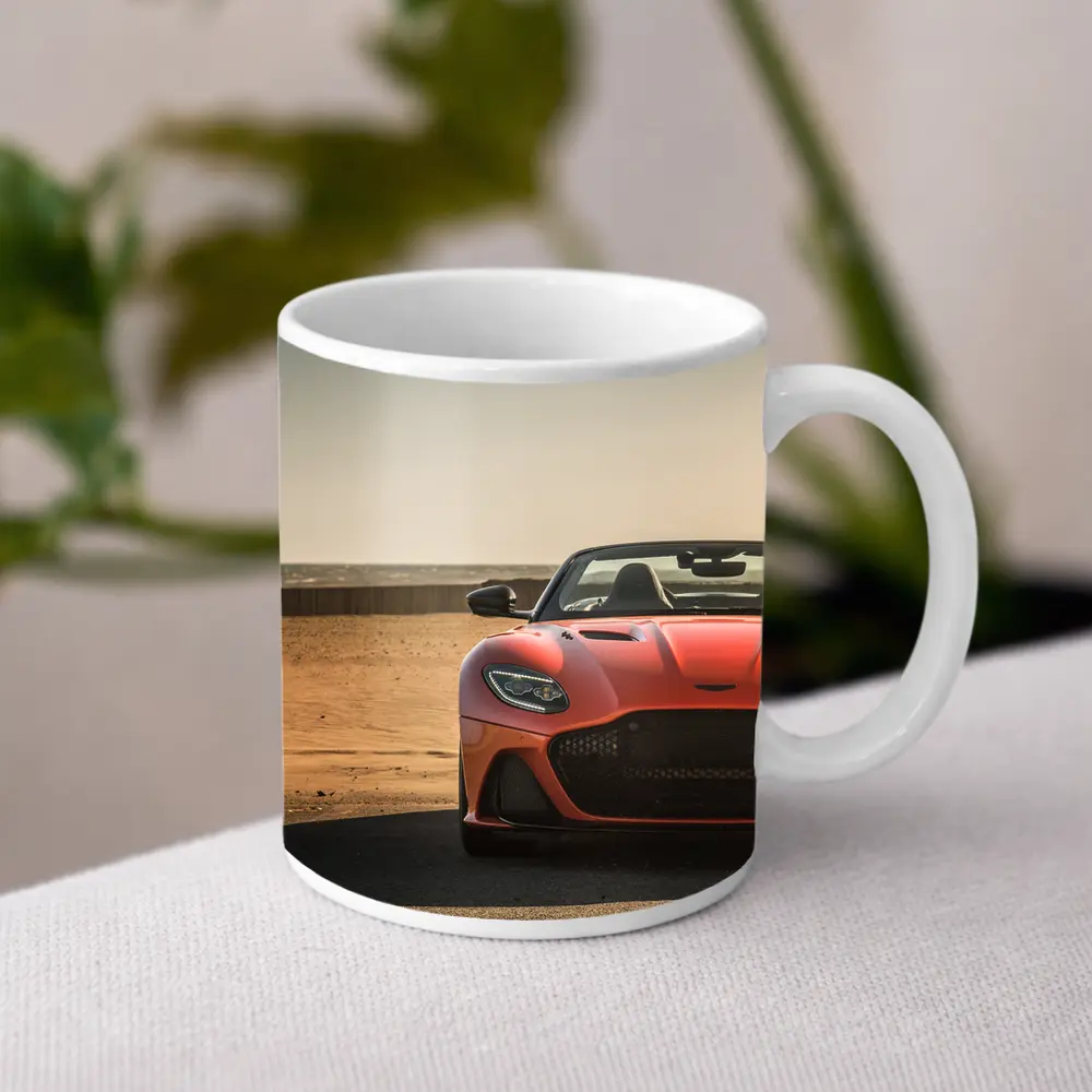 Aston Martin DBS Superleggera Orange Beach Front – Mugs