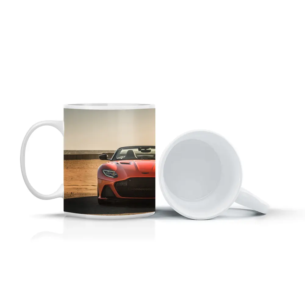 Aston Martin DBS Superleggera Orange Beach Front – Mugs