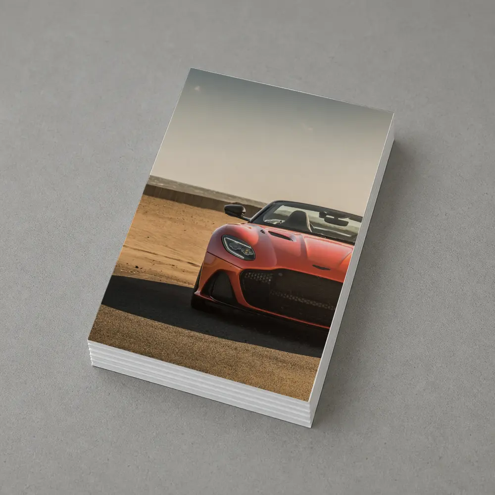 Aston Martin DBS Superleggera Orange Beach Front – Postcards