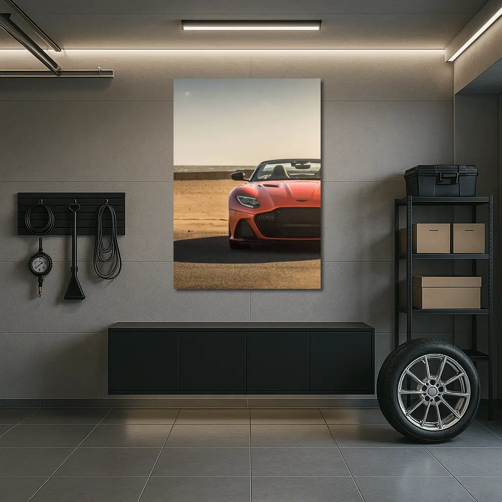 Aston Martin DBS Superleggera Orange Beach Front – Wall Art
