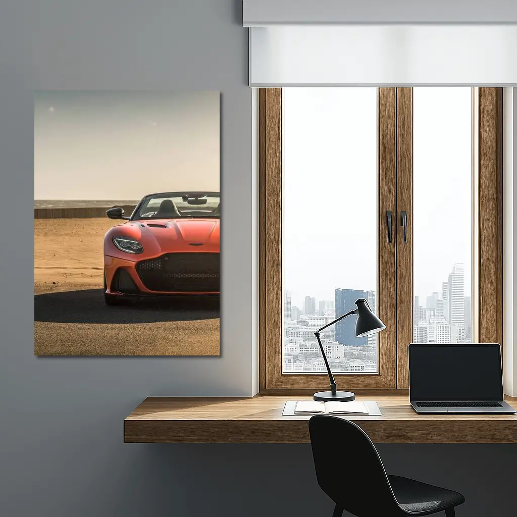 Aston Martin DBS Superleggera Orange Beach Front – Wall Art