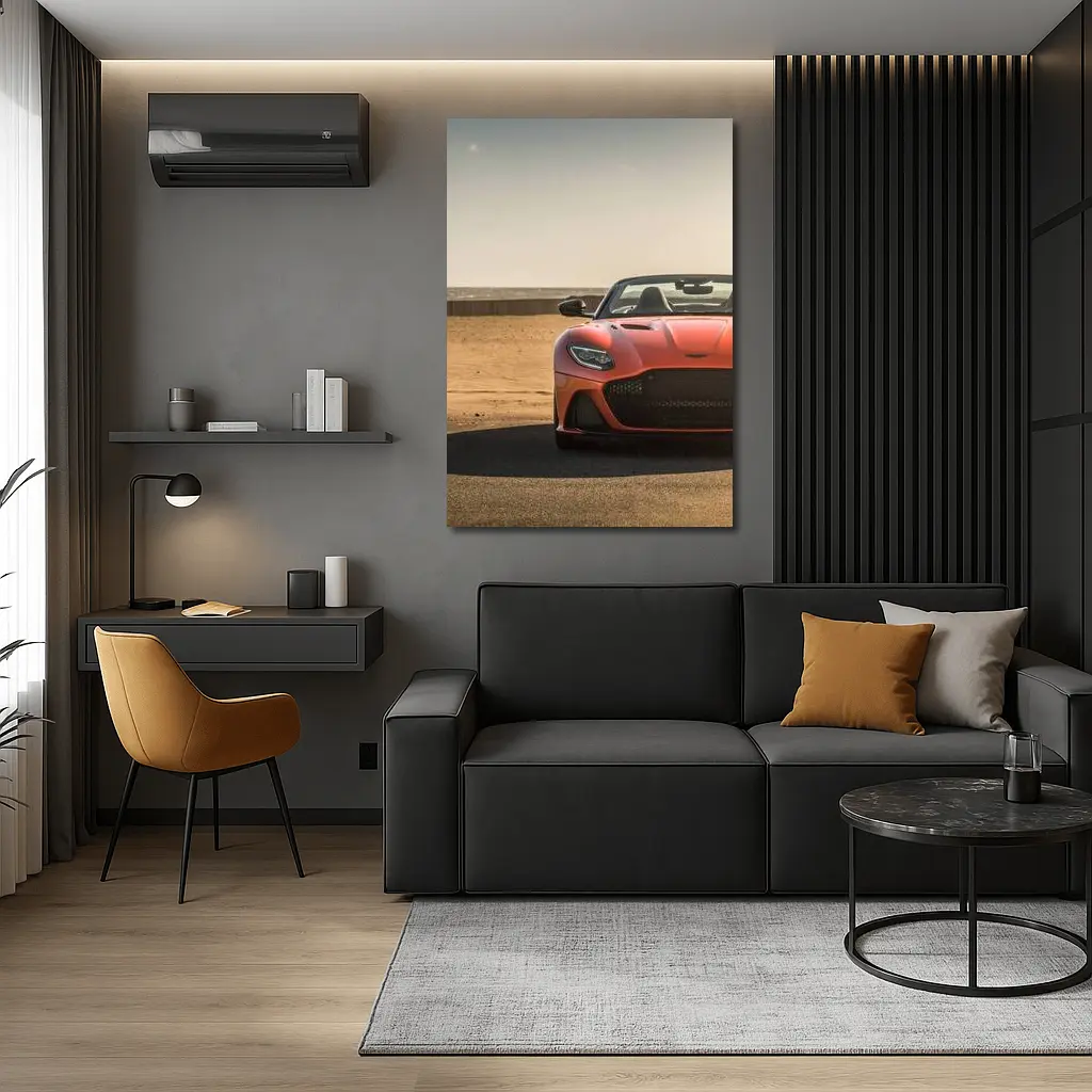 Aston Martin DBS Superleggera Orange Beach Front – Wall Art