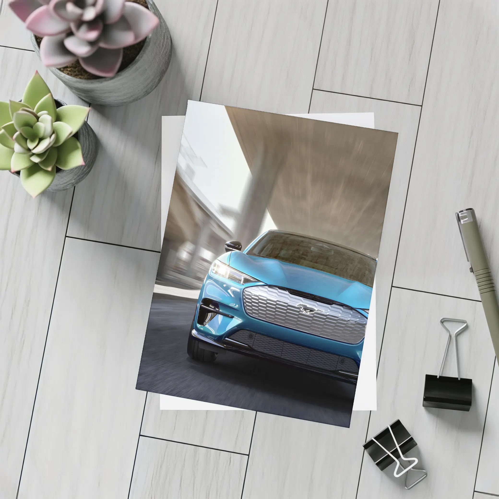 Ford Mustang Mach E Blue Urban Drive – Postcards