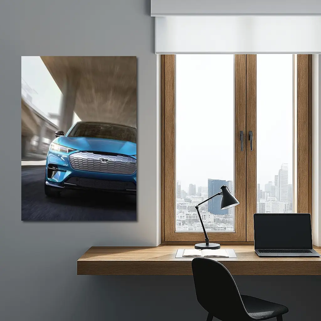 Ford Mustang Mach E Blue Urban Drive – Wall Art