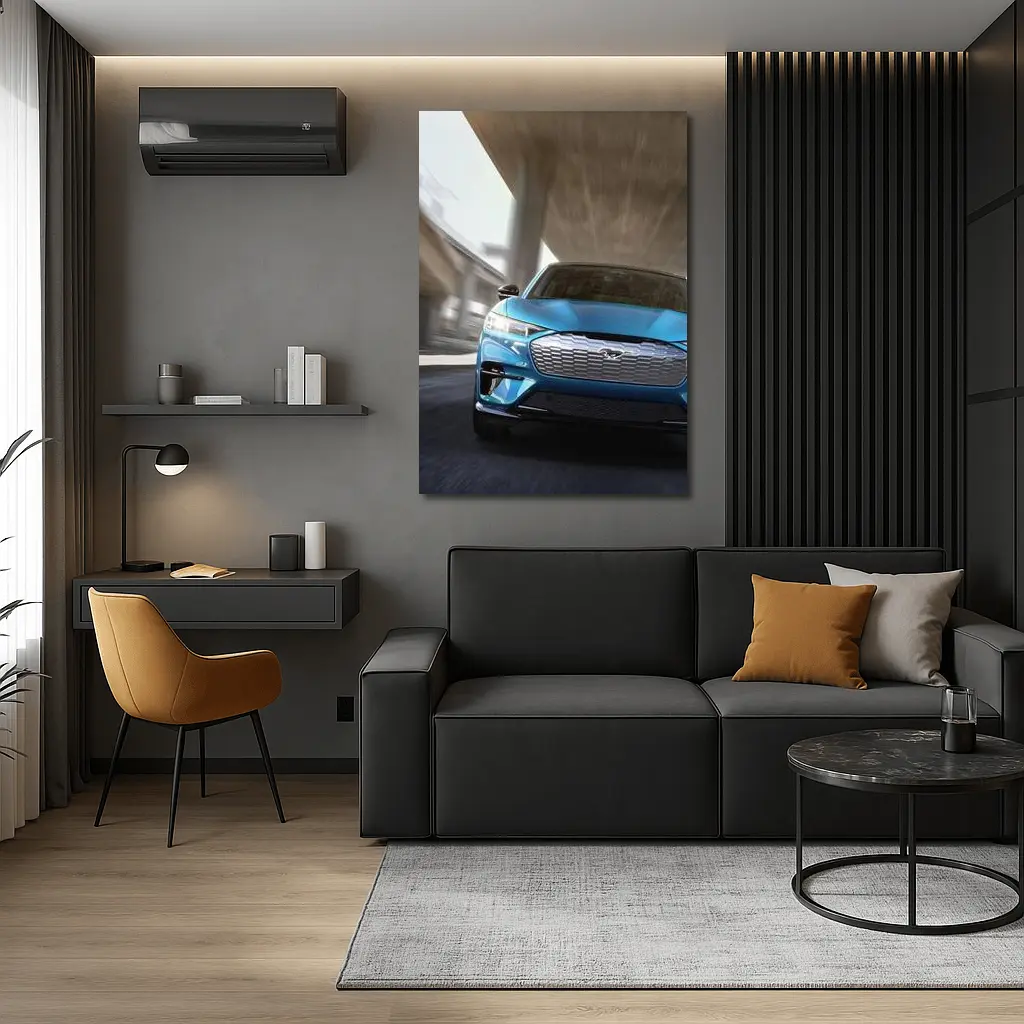Ford Mustang Mach E Blue Urban Drive – Wall Art