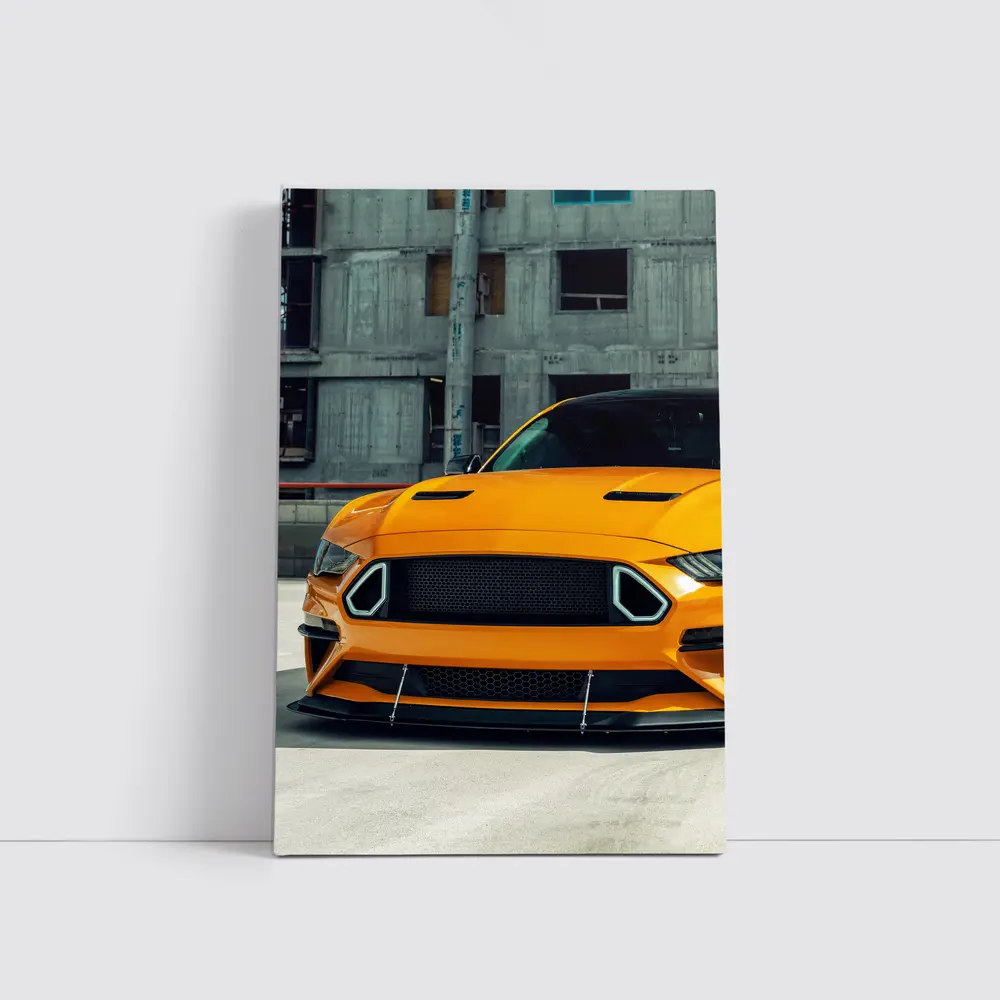 Ford Mustang Orange Front Urban Street – Wall Art