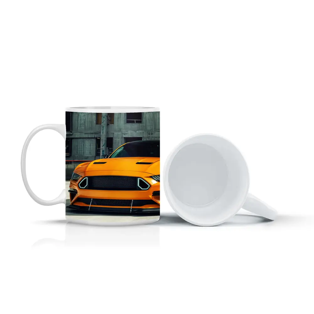 Ford Mustang Orange Front Urban Street – Mugs