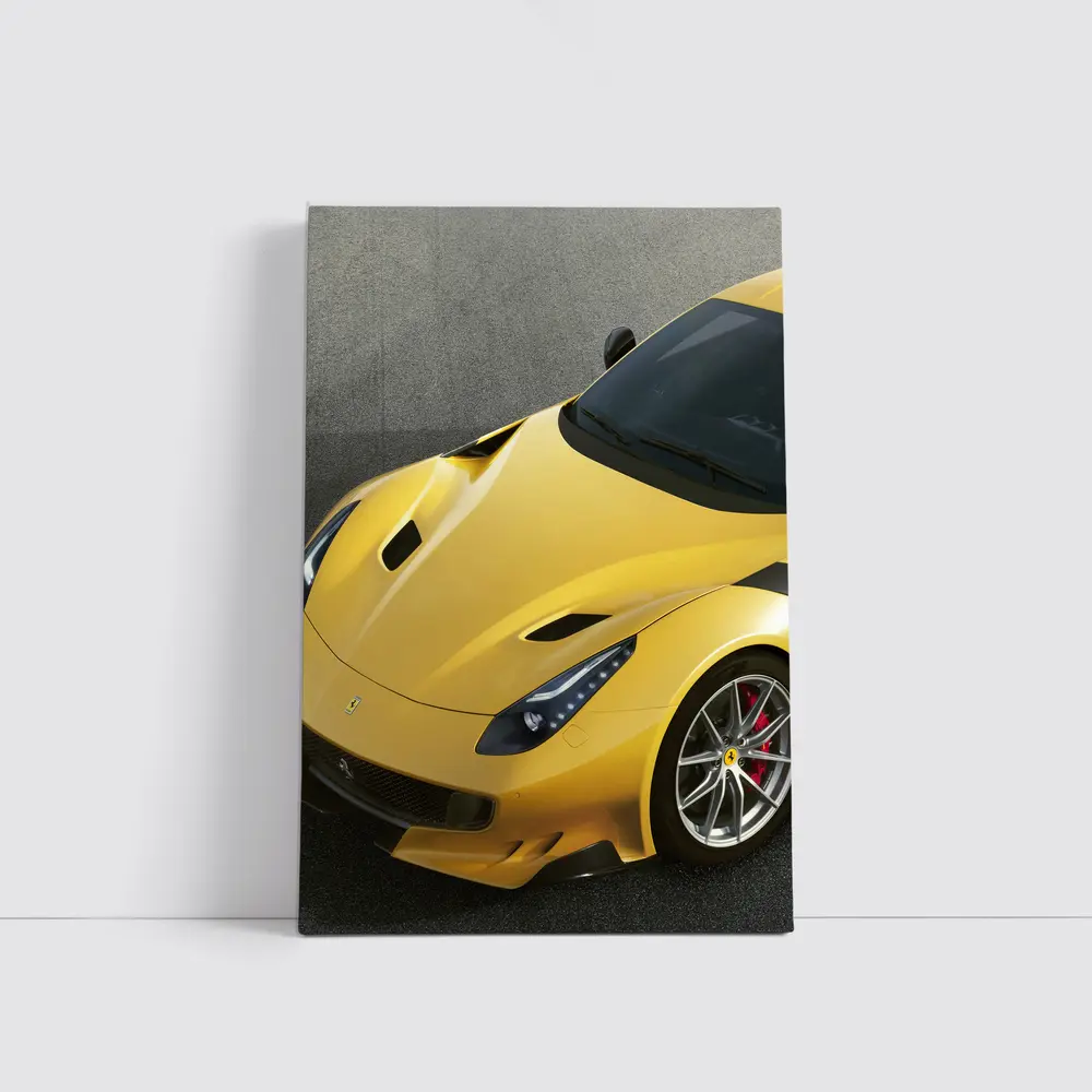Yellow Ferrari F12tdf On Gray Track – Wall Art