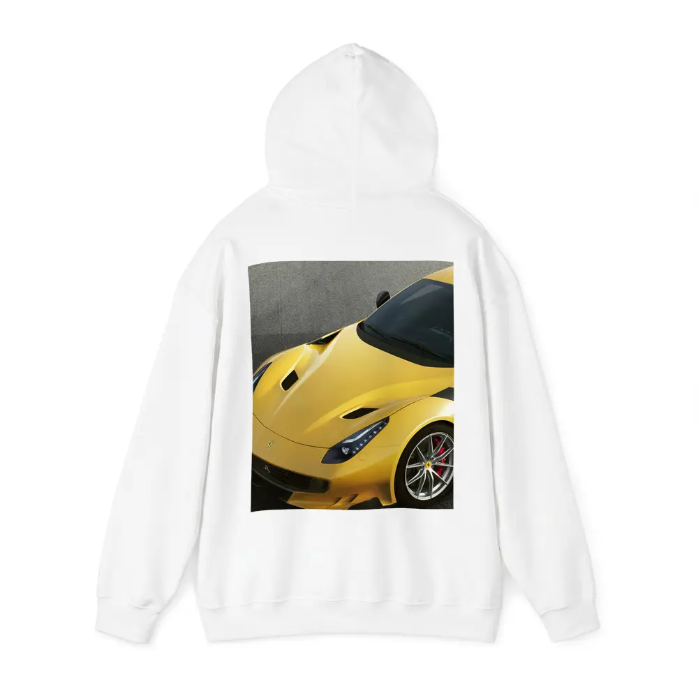 Yellow Ferrari F12tdf On Gray Track – Hoodies