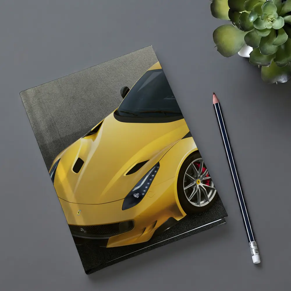 Yellow Ferrari F12tdf On Gray Track – Notebooks