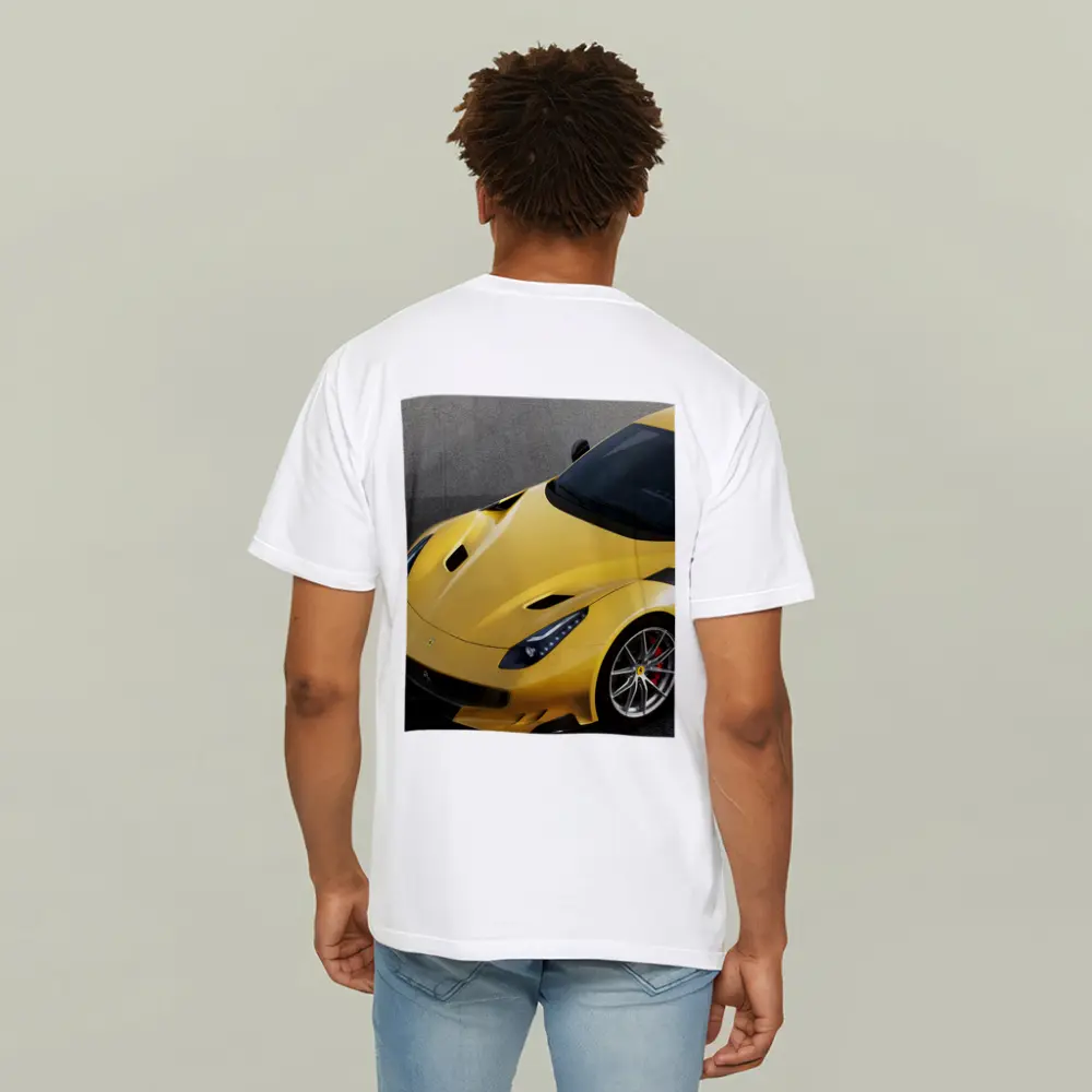 Yellow Ferrari F12tdf On Gray Track – T-Shirts