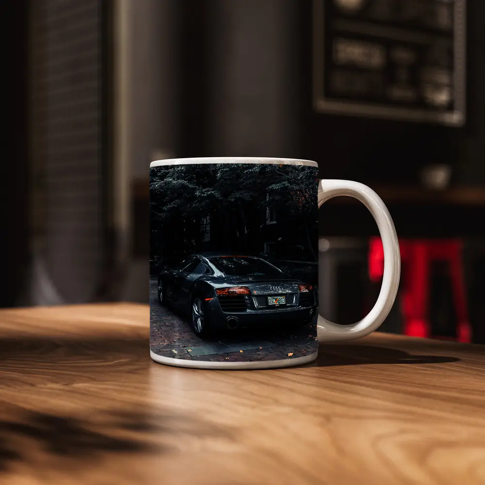 Audi R8 Parked on Brick Street Trees – Mugs