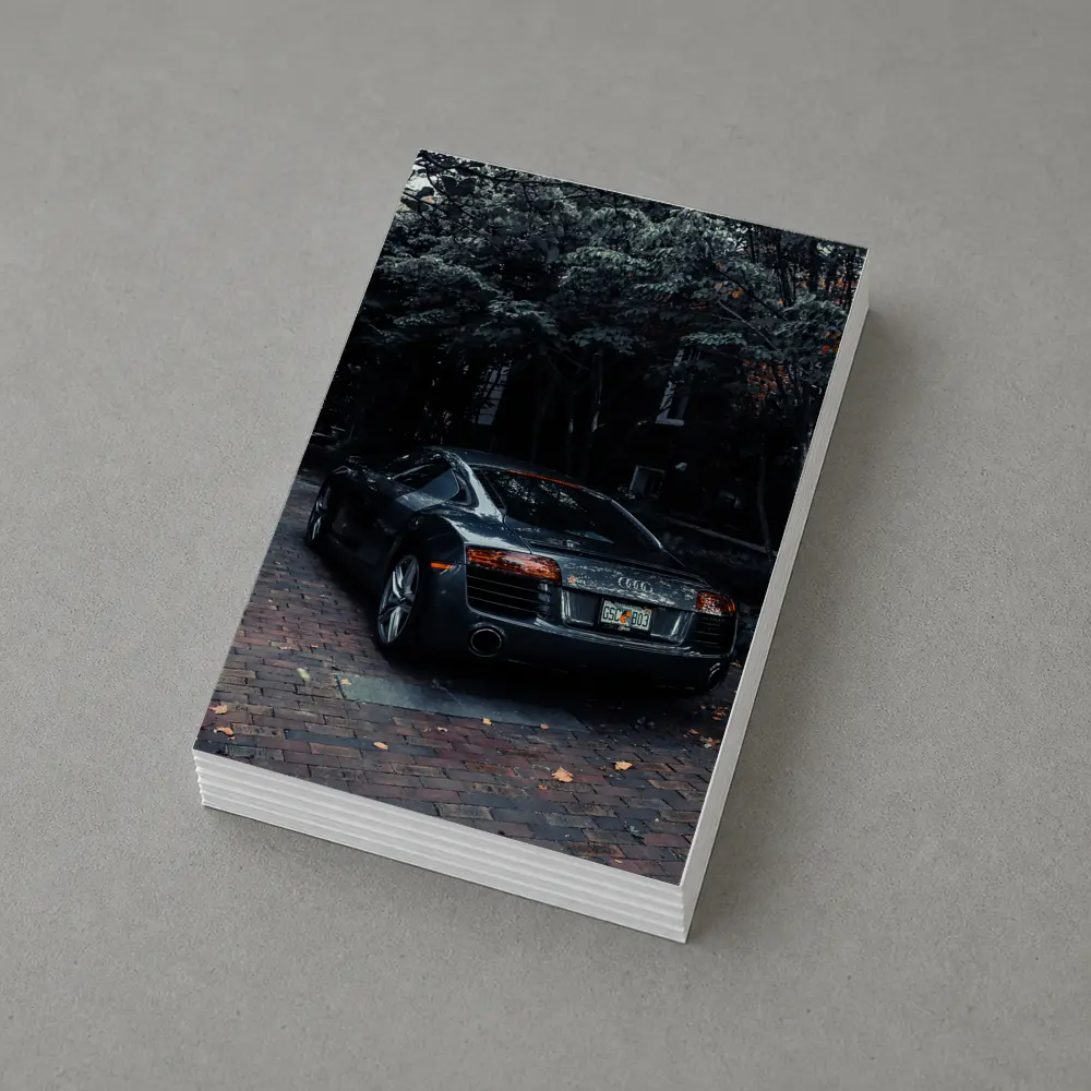 Audi R8 Parked on Brick Street Trees – Postcards