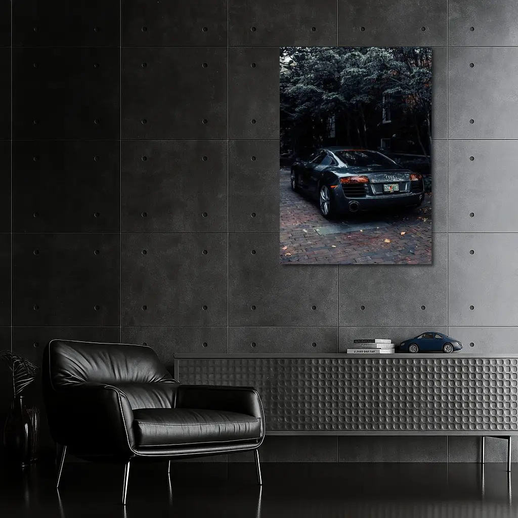 Audi R8 Parked on Brick Street Trees – Wall Art