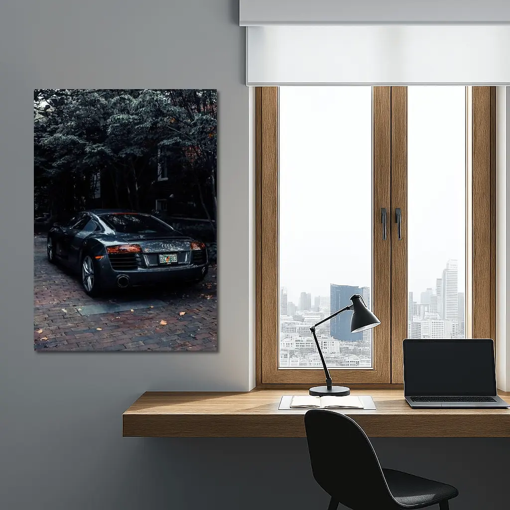 Audi R8 Parked on Brick Street Trees – Wall Art