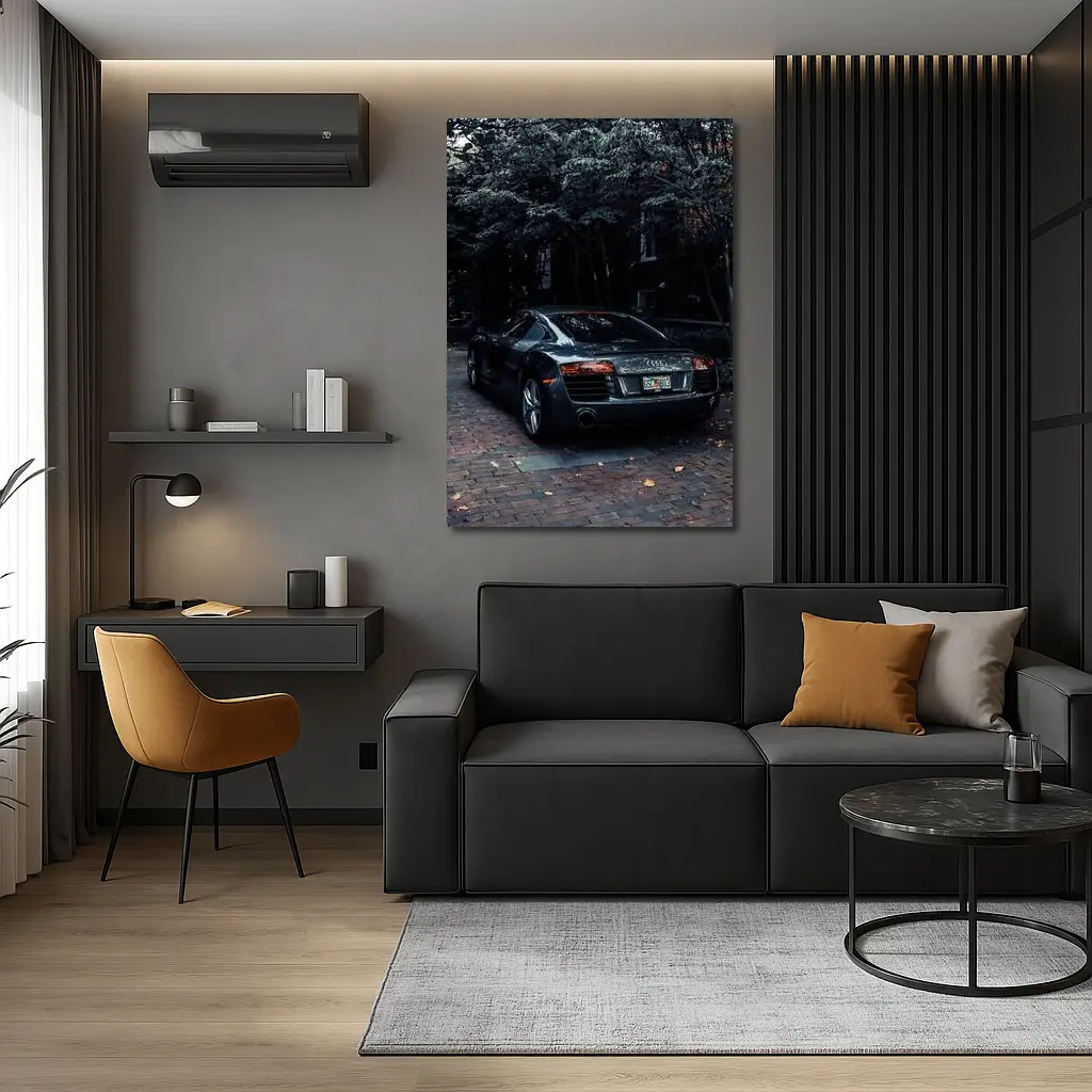 Audi R8 Parked on Brick Street Trees – Wall Art