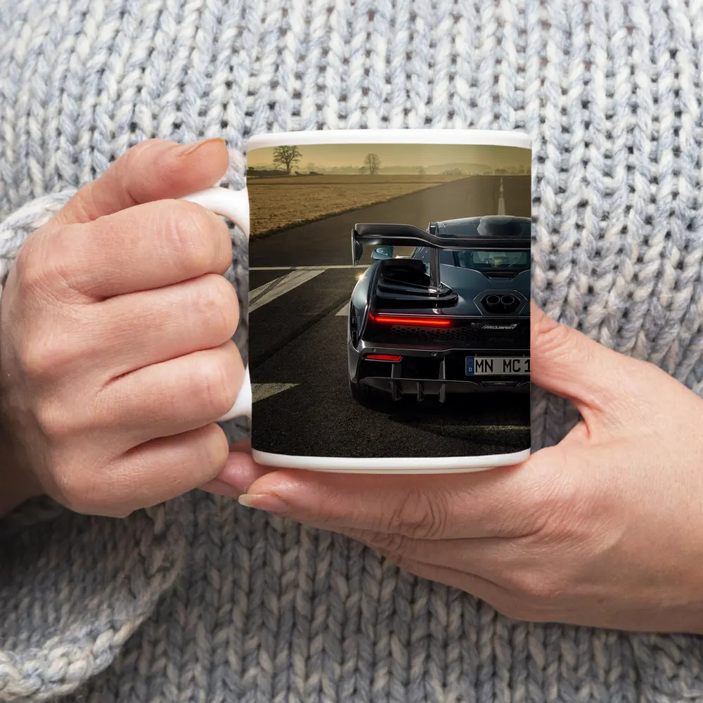 McLaren Senna Rear View on Track – Mugs