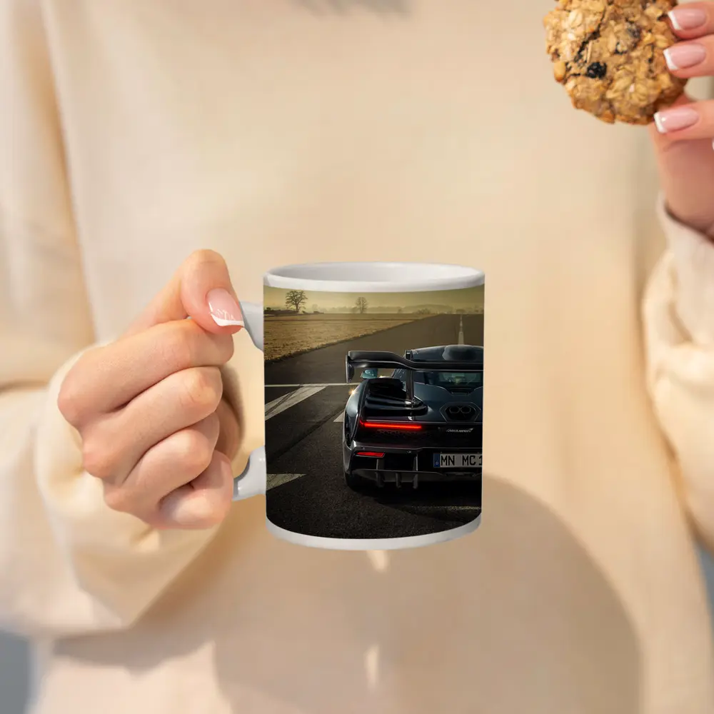 McLaren Senna Rear View on Track – Mugs