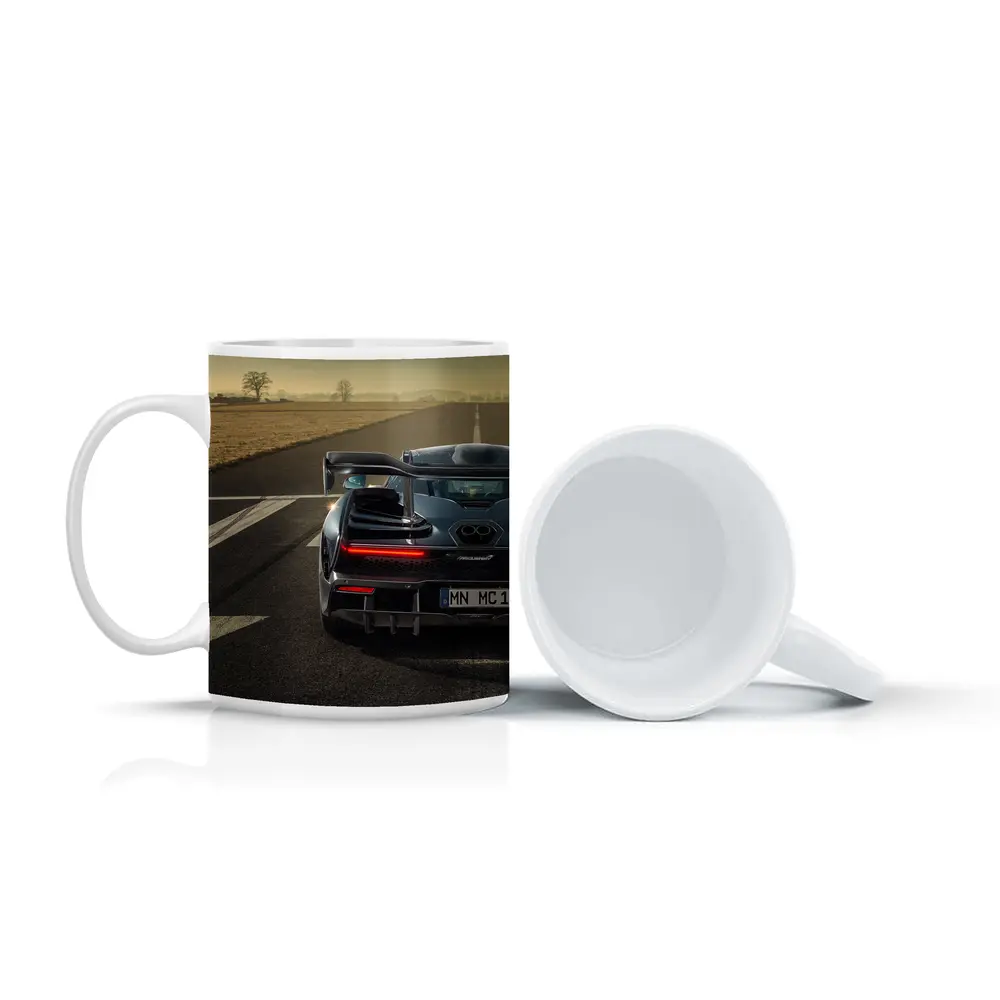 McLaren Senna Rear View on Track – Mugs