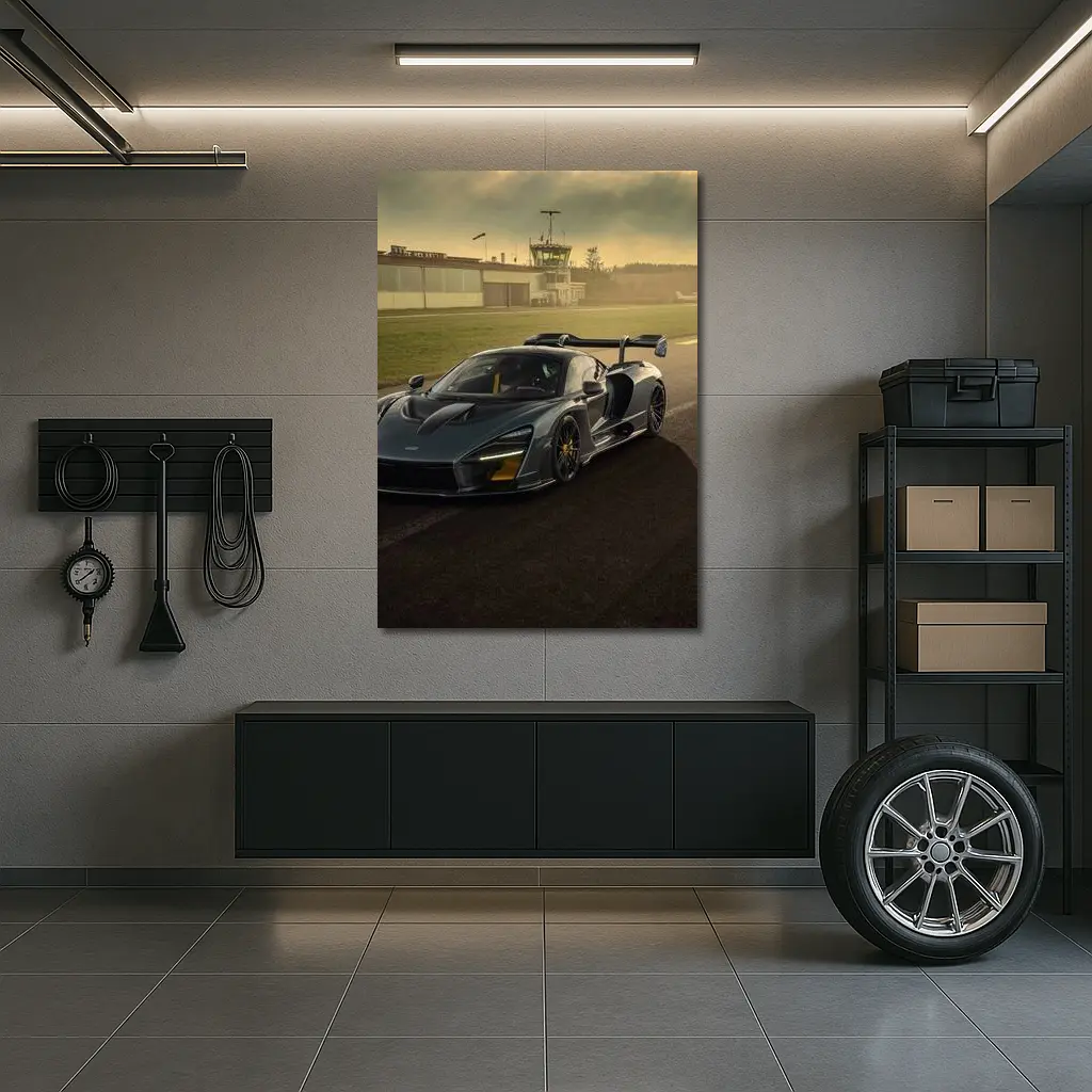 McLaren Senna Gray Supercar On Race Track – Wall Art