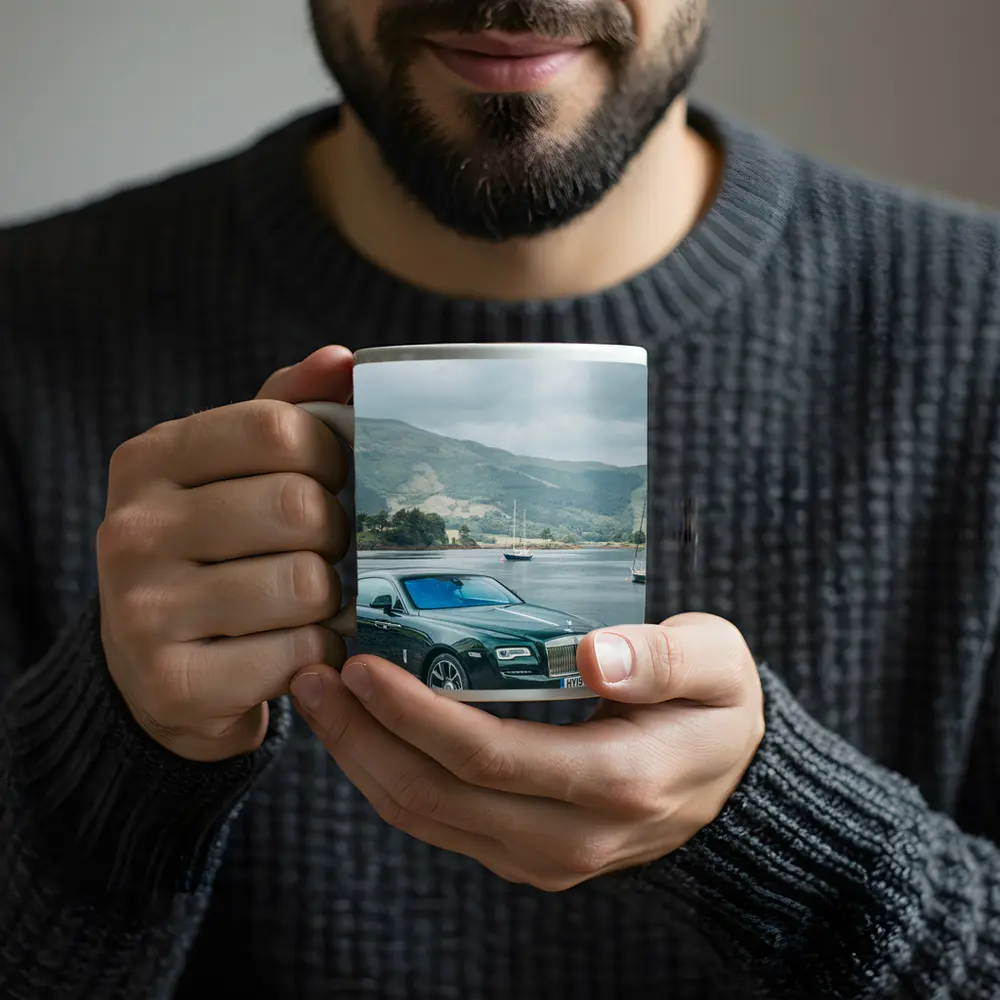 Rolls Royce Wraith Green Scottish Highland Lake – Mugs