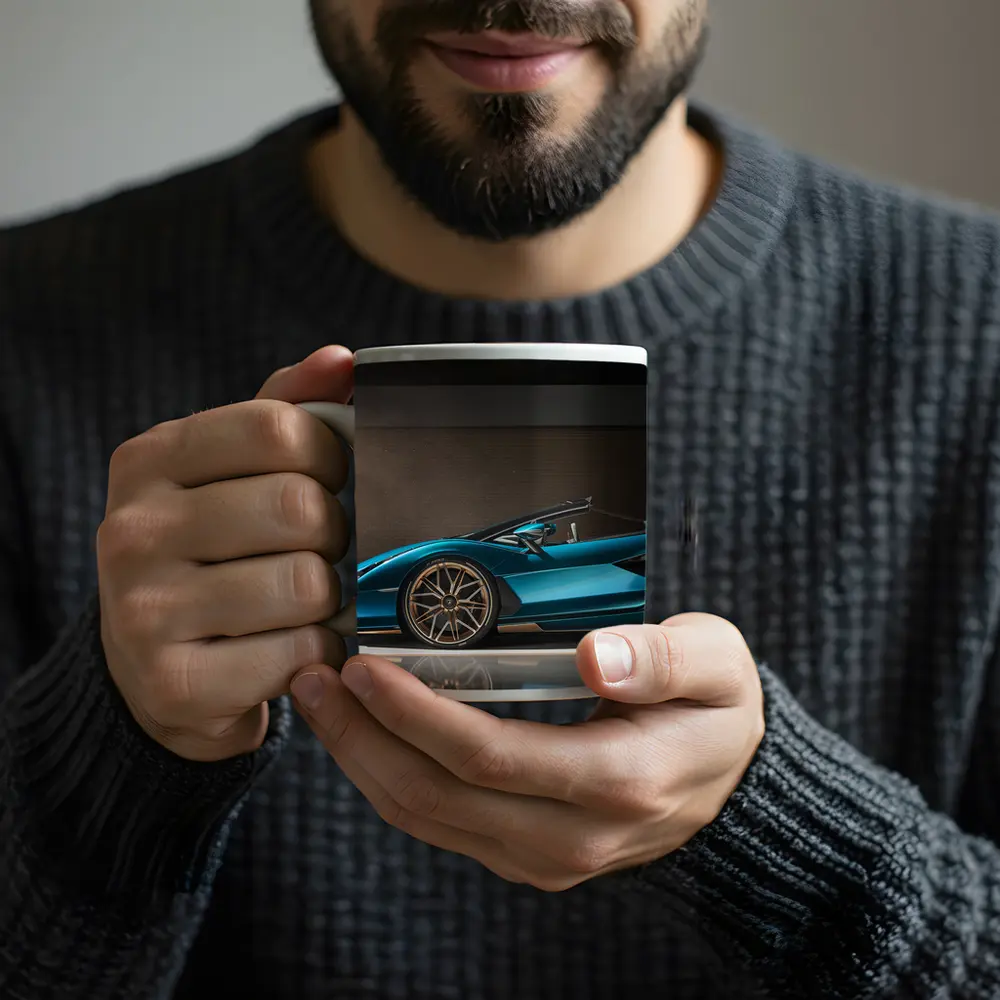Lamborghini Sian Roadster Blue Garage Shot – Mugs
