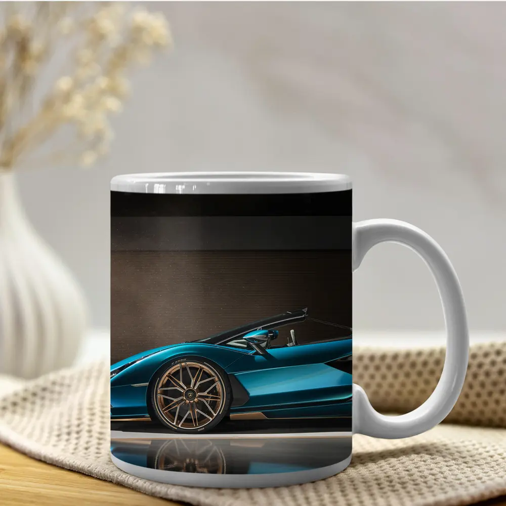 Lamborghini Sian Roadster Blue Garage Shot – Mugs