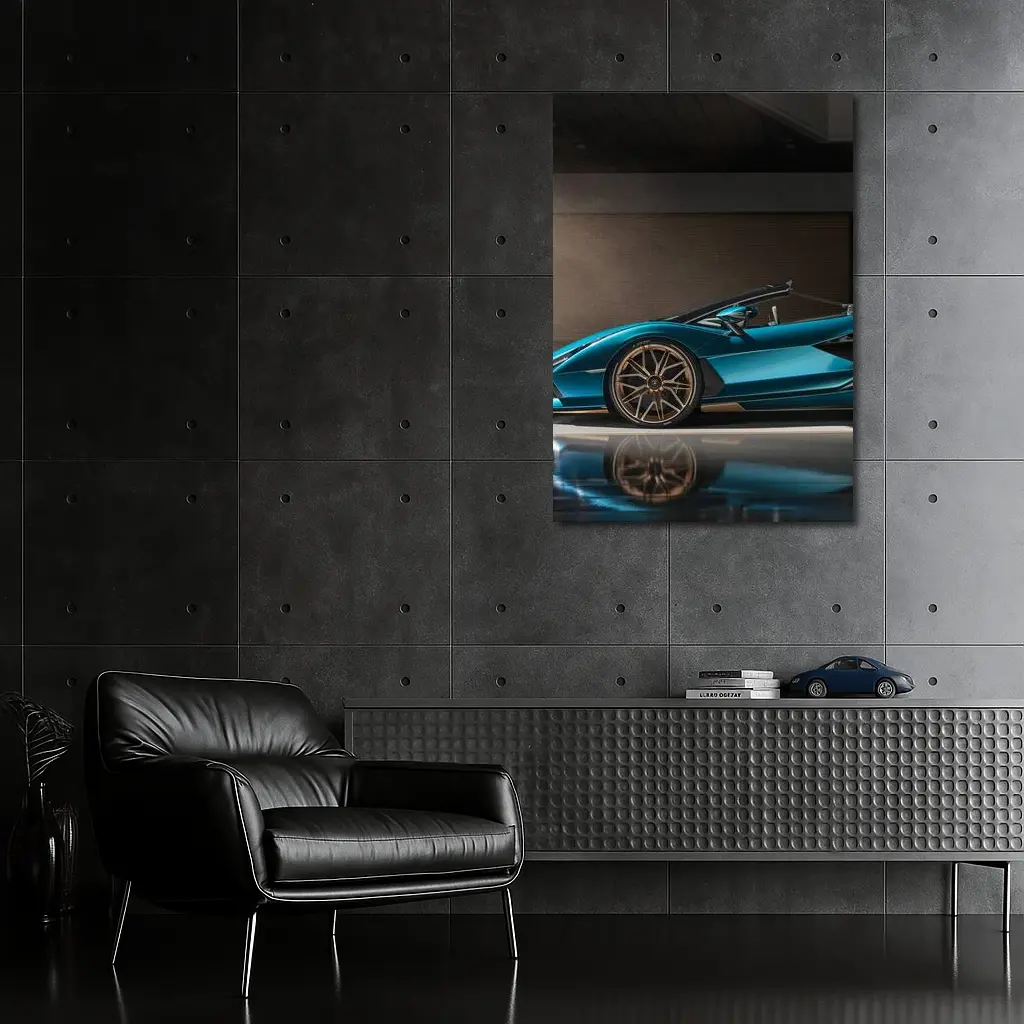 Lamborghini Sian Roadster Blue Garage Shot – Wall Art