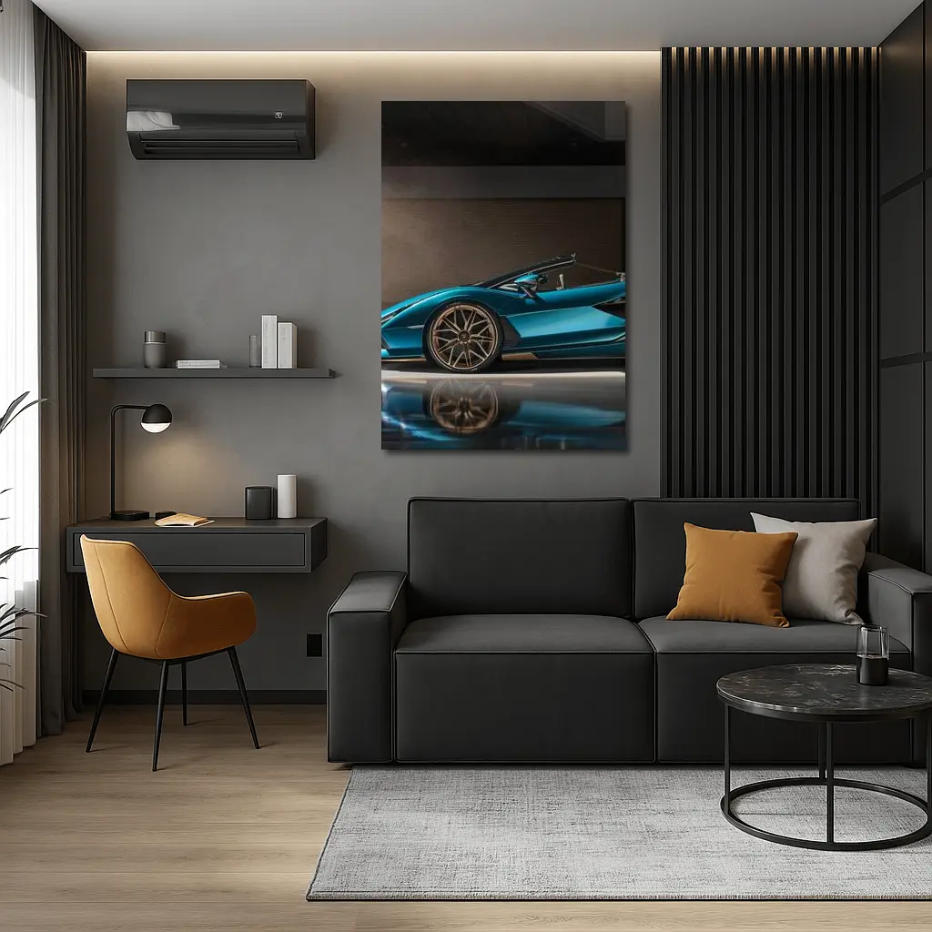 Lamborghini Sian Roadster Blue Garage Shot – Wall Art