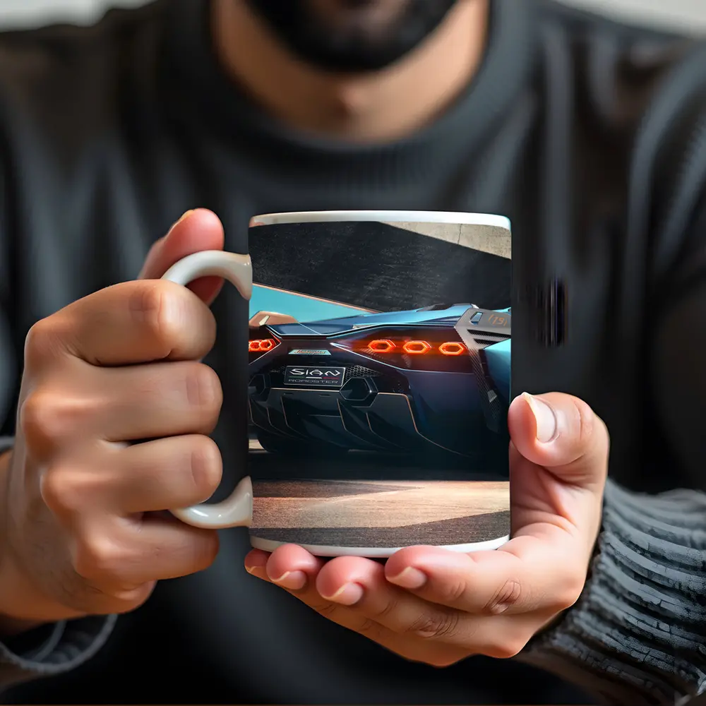 Lamborghini Sian Roadster Rear View Blue – Mugs