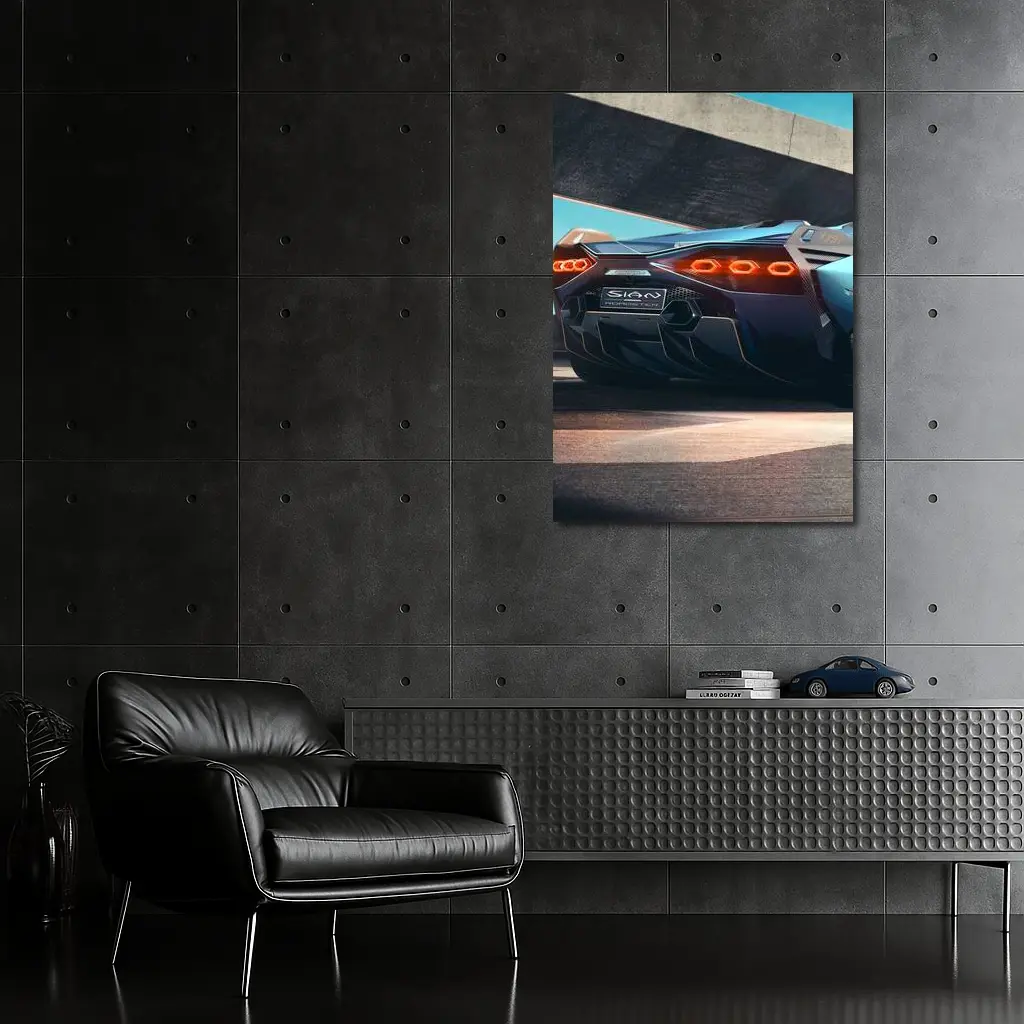 Lamborghini Sian Roadster Rear View Blue – Wall Art