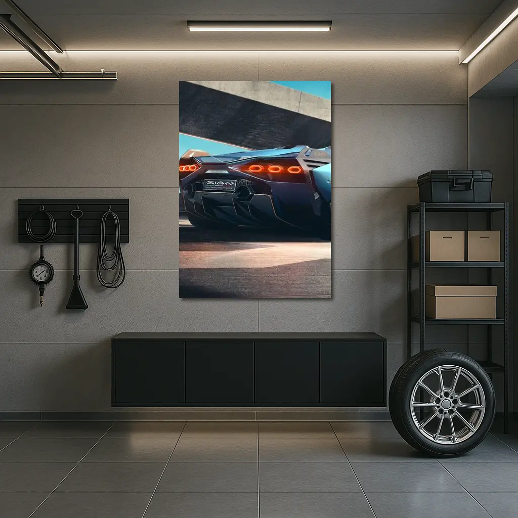 Lamborghini Sian Roadster Rear View Blue – Wall Art