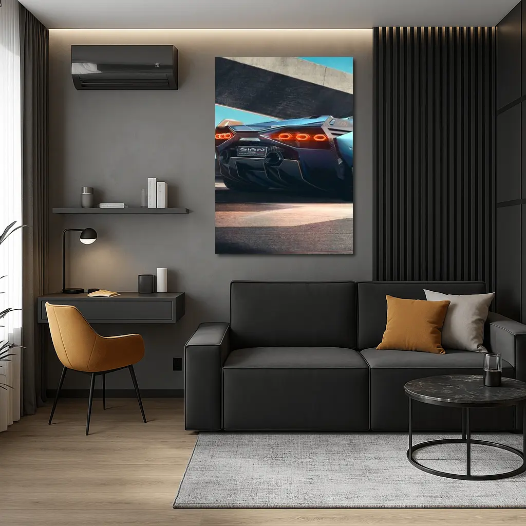 Lamborghini Sian Roadster Rear View Blue – Wall Art