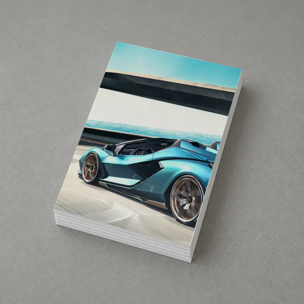 Lamborghini Sian Blue Supercar Coastal Road – Postcards
