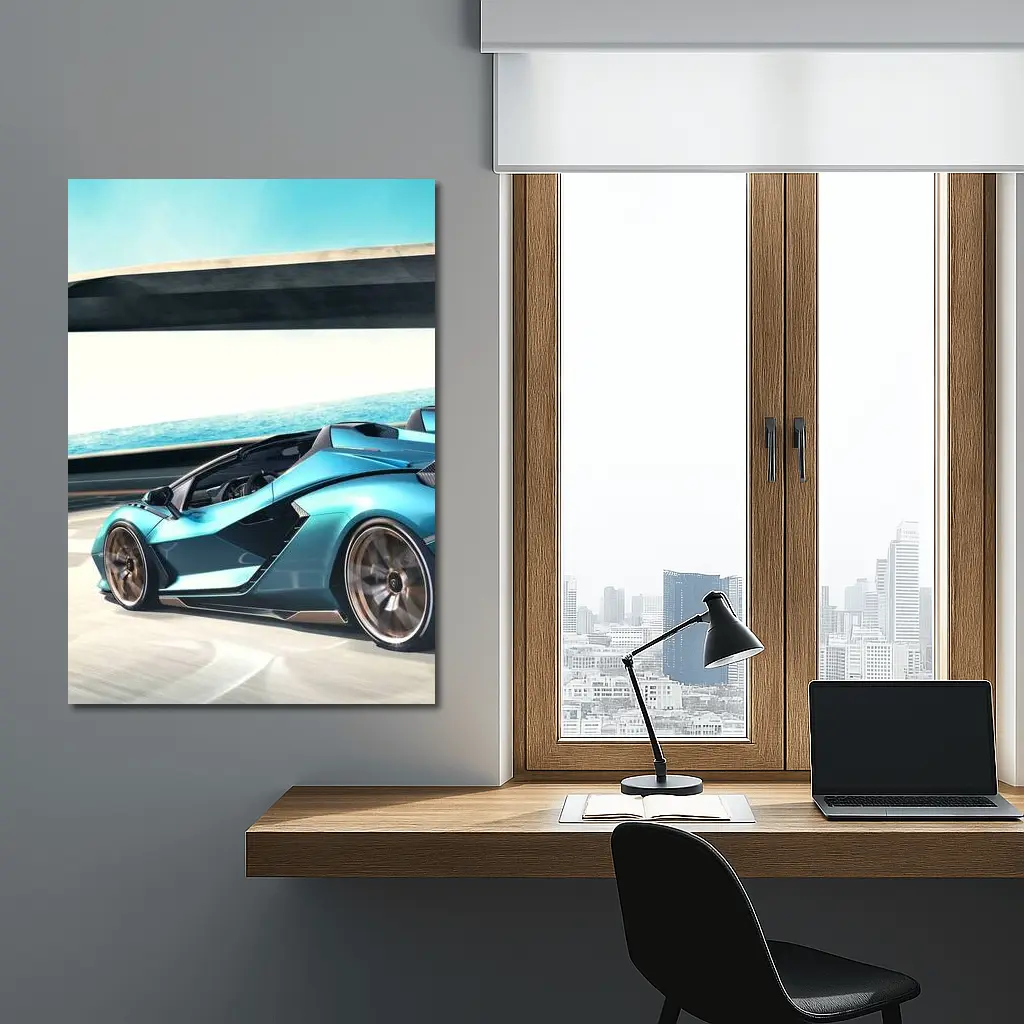 Lamborghini Sian Blue Supercar Coastal Road – Wall Art
