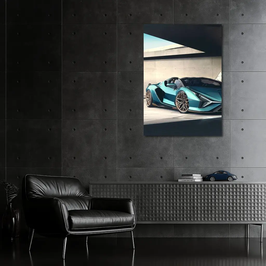 Lamborghini Sian Roadster Teal Concrete Setting – Wall Art