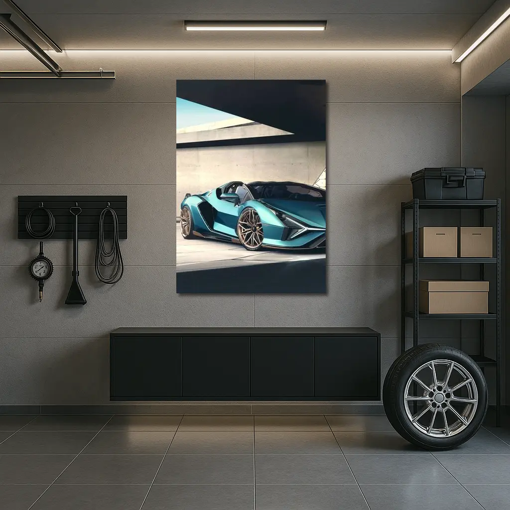 Lamborghini Sian Roadster Teal Concrete Setting – Wall Art