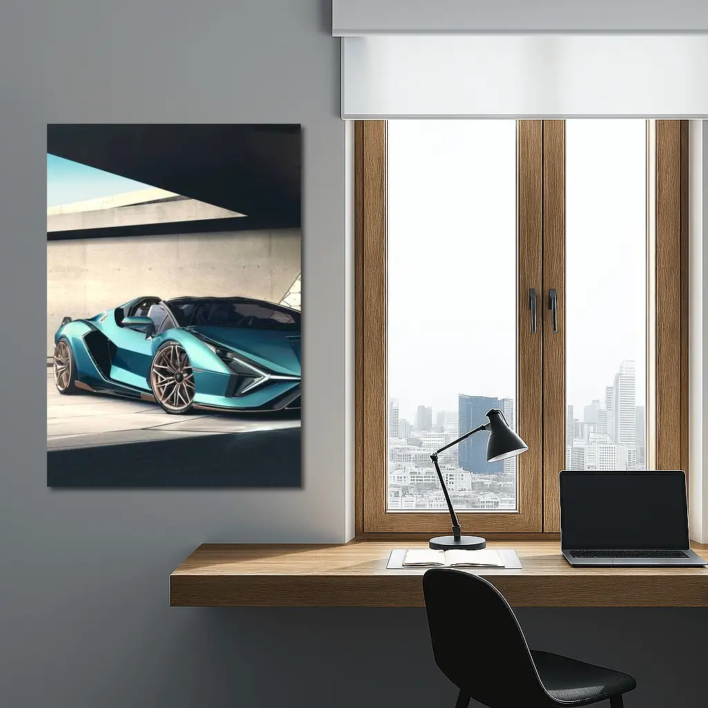 Lamborghini Sian Roadster Teal Concrete Setting – Wall Art