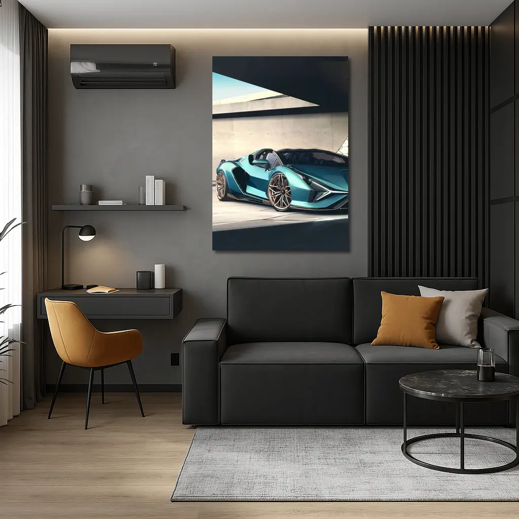 Lamborghini Sian Roadster Teal Concrete Setting – Wall Art