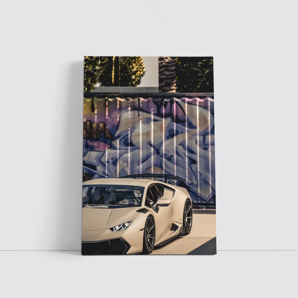 Lamborghini Huracan Beige Graffiti Wall Background – Wall Art
