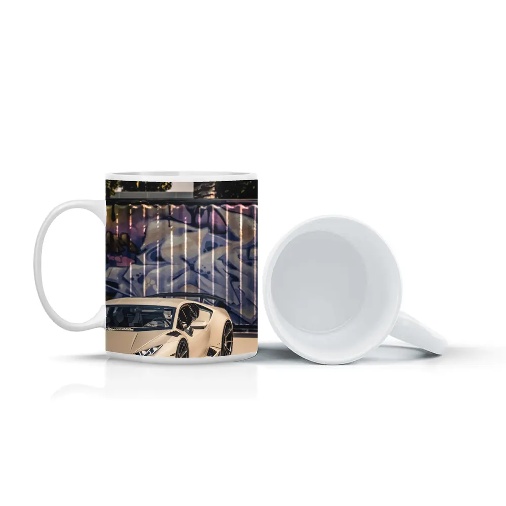 Lamborghini Huracan Beige Graffiti Wall Background – Mugs