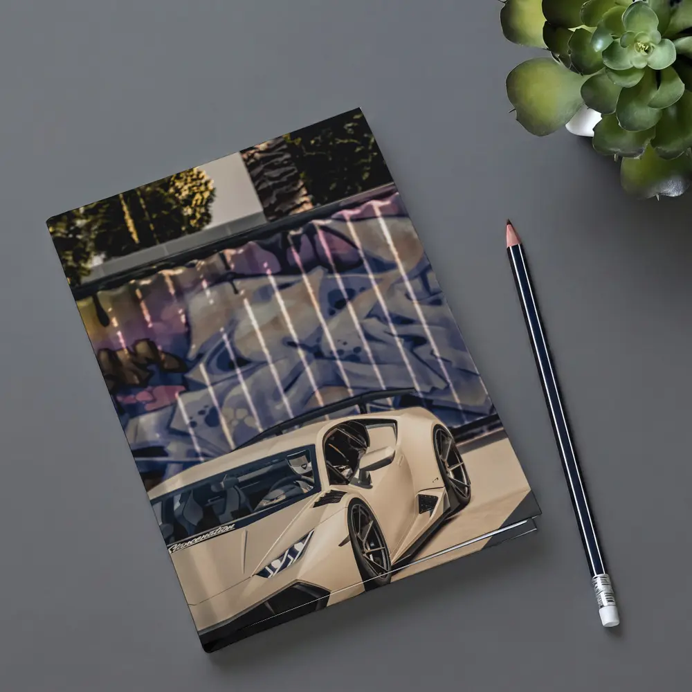 Lamborghini Huracan Beige Graffiti Wall Background – Notebooks