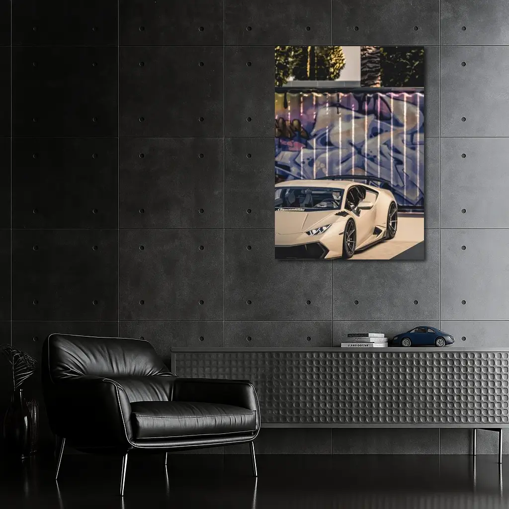 Lamborghini Huracan Beige Graffiti Wall Background – Wall Art