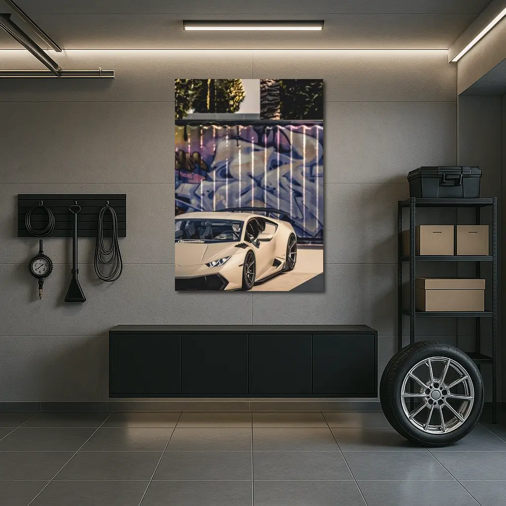 Lamborghini Huracan Beige Graffiti Wall Background – Wall Art